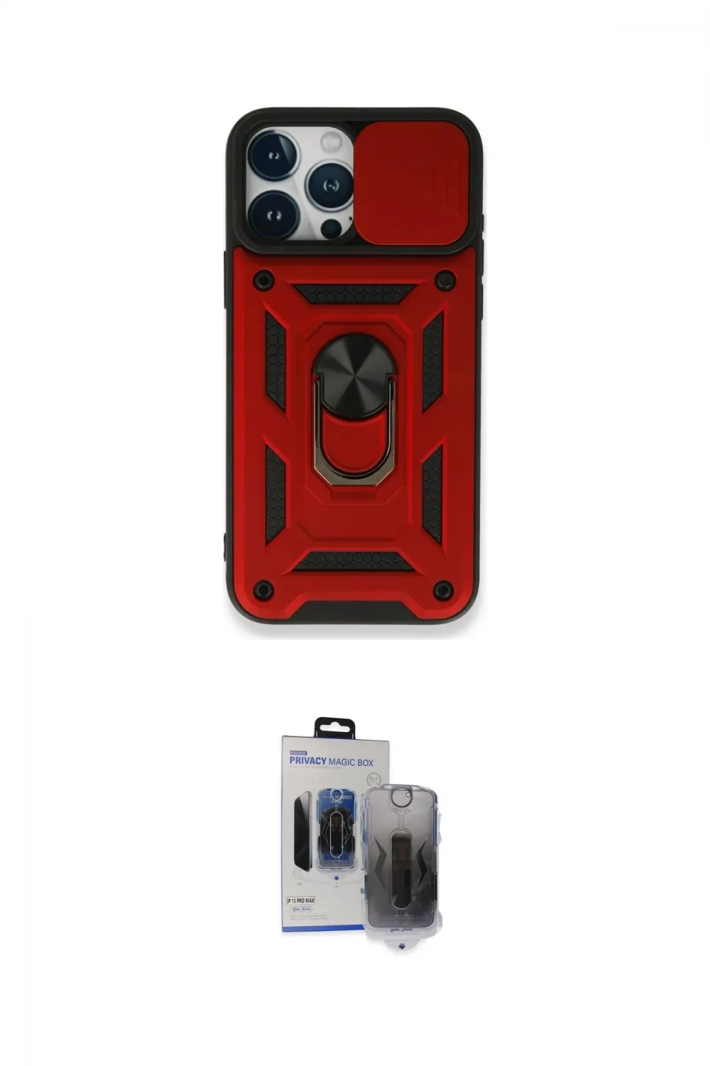 ieg™ iPhone 15 Pro Max Kılıf Ahenk Klasik - Siyah Vanessa Magic Hayalet Cam