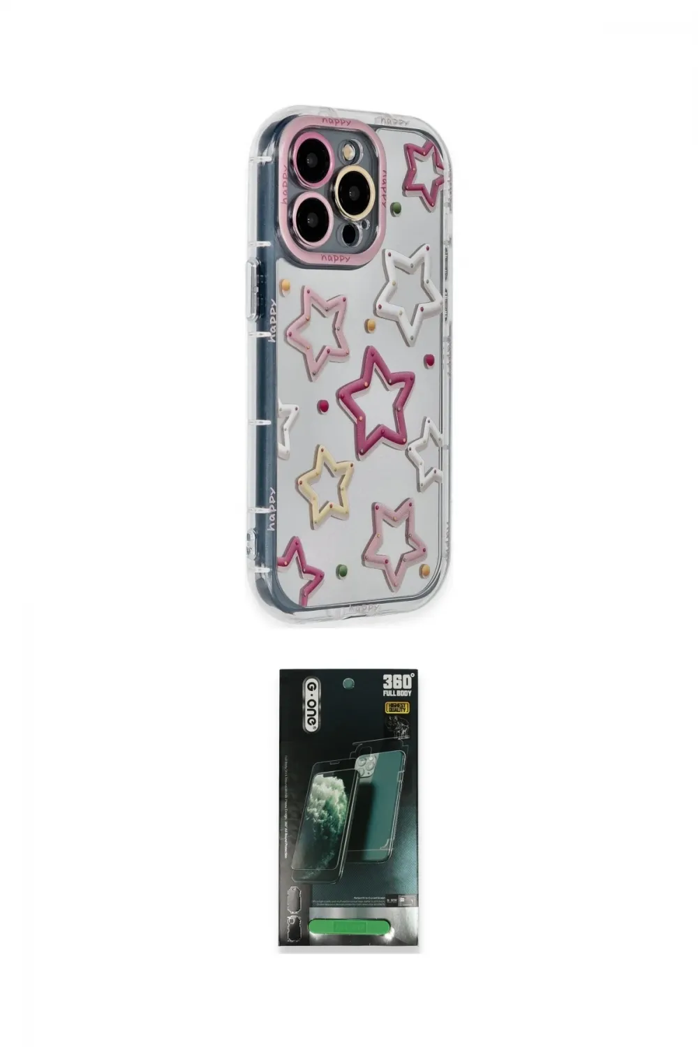 ieg™ iPhone 15 Pro Max Kılıf Ahenk Modern Serisi - Şeffaf 360 Full Body Arka Koruyucu