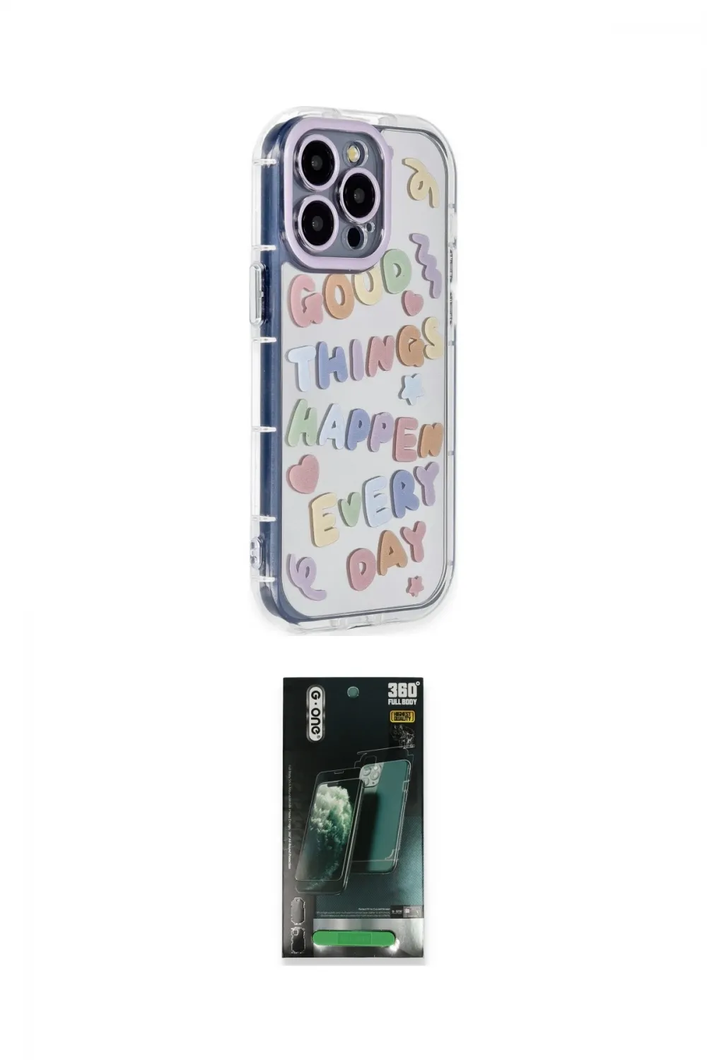 ieg™ iPhone 15 Pro Max Kılıf Ahenk Modern Serisi - Şeffaf 360 Full Body Arka Koruyucu