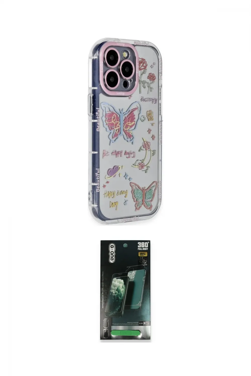 ieg™ iPhone 15 Pro Max Kılıf Ahenk Modern Serisi - Şeffaf 360 Full Body Arka Koruyucu