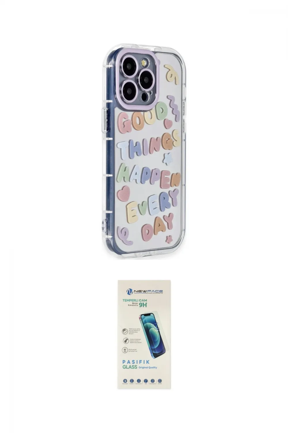 ieg™ iPhone 15 Pro Max Kılıf Ahenk Modern Serisi - Şeffaf Pasifik Cam Ekran Koruyucu