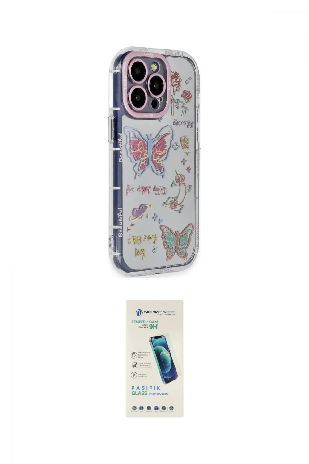 ieg™ iPhone 15 Pro Max Kılıf Ahenk Modern Serisi - Şeffaf Pasifik Cam Ekran Koruyucu