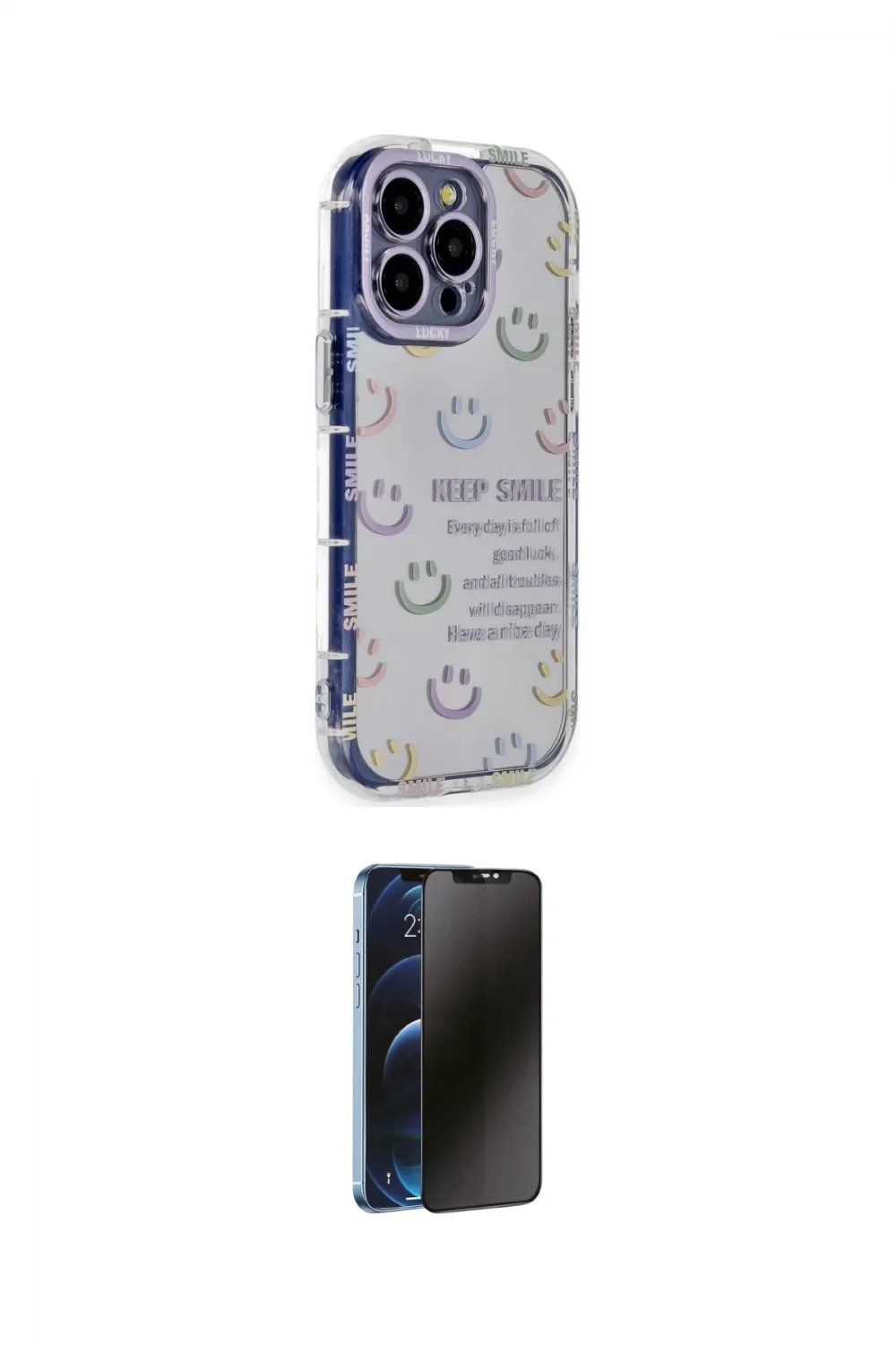 ieg™ iPhone 15 Pro Max Kılıf Ahenk Modern Serisi - Siyah 3D Antistatik Hayalet Cam Ekran Koruyucu