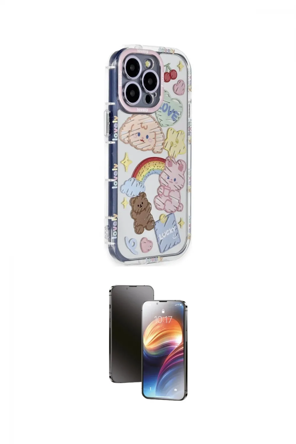 ieg™ iPhone 15 Pro Max Kılıf Ahenk Modern Serisi - Siyah 3D Antistatik Mat Seramik Nano Ekran Koruyucu