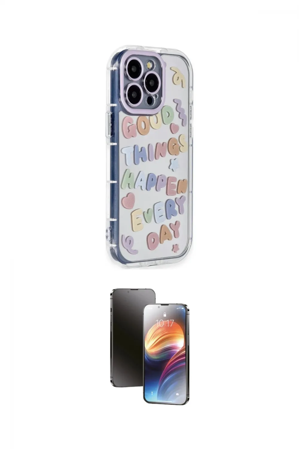 ieg™ iPhone 15 Pro Max Kılıf Ahenk Modern Serisi - Siyah 3D Antistatik Mat Seramik Nano Ekran Koruyucu