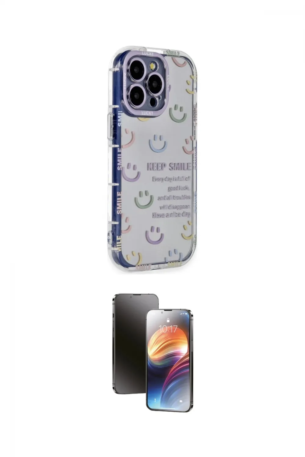 ieg™ iPhone 15 Pro Max Kılıf Ahenk Modern Serisi - Siyah 3D Antistatik Mat Seramik Nano Ekran Koruyucu
