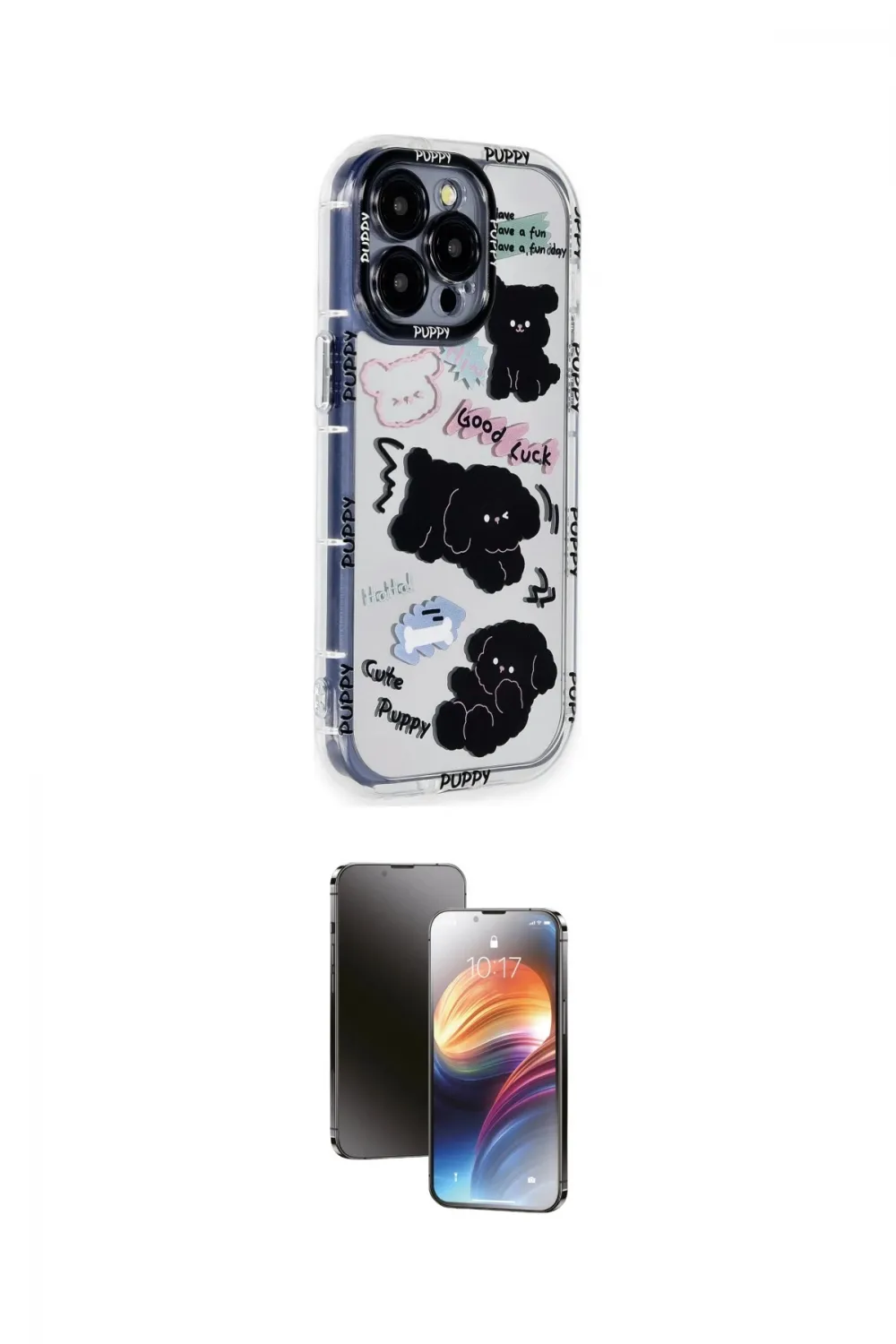ieg™ iPhone 15 Pro Max Kılıf Ahenk Modern Serisi - Siyah 3D Antistatik Mat Seramik Nano Ekran Koruyucu