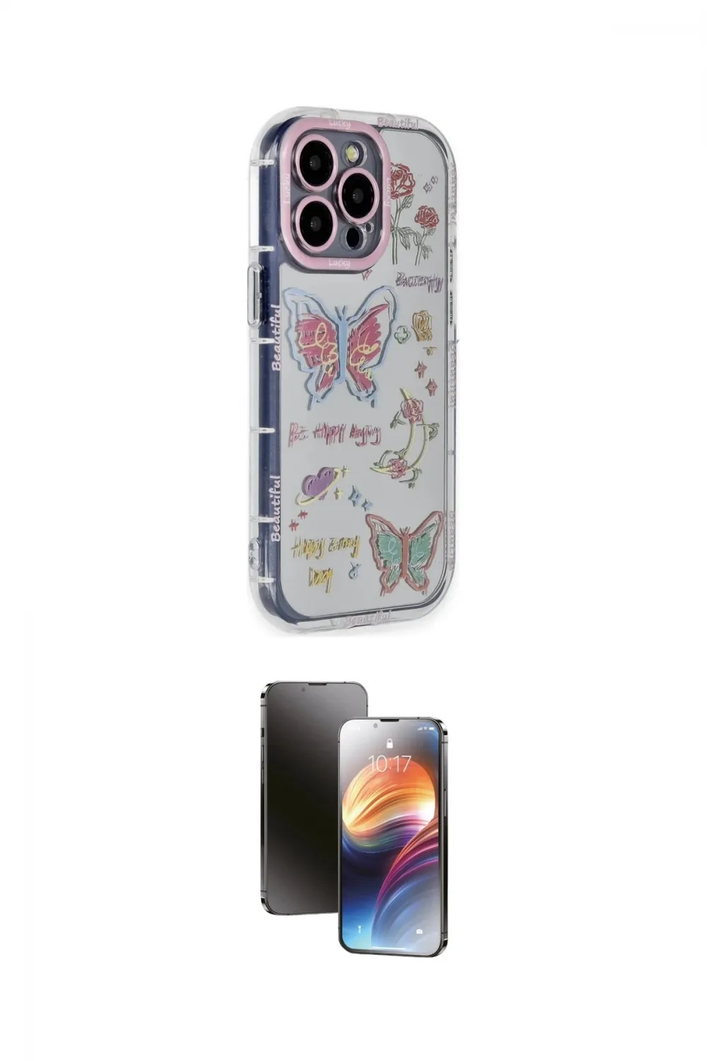 ieg™ iPhone 15 Pro Max Kılıf Ahenk Modern Serisi - Siyah 3D Antistatik Mat Seramik Nano Ekran Koruyucu