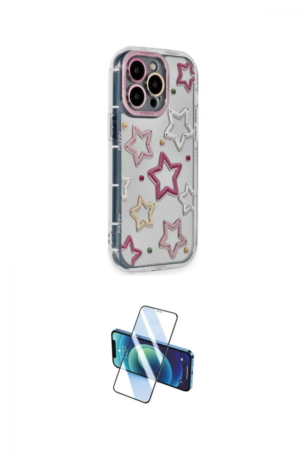 ieg™ iPhone 15 Pro Max Kılıf Ahenk Modern Serisi - Siyah 3D Antistatik Seramik Nano Ekran Koruyucu