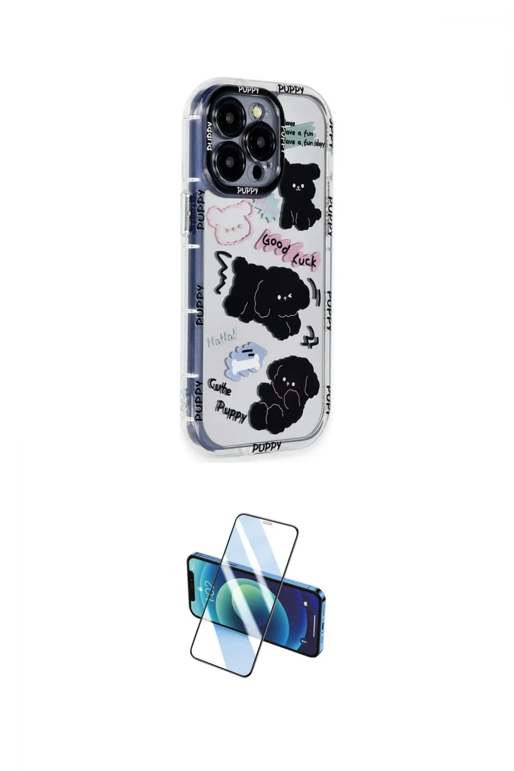 ieg™ iPhone 15 Pro Max Kılıf Ahenk Modern Serisi - Siyah 3D Antistatik Seramik Nano Ekran Koruyucu