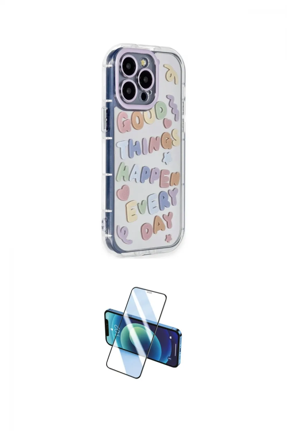 ieg™ iPhone 15 Pro Max Kılıf Ahenk Modern Serisi - Siyah 3D Antistatik Seramik Nano Ekran Koruyucu