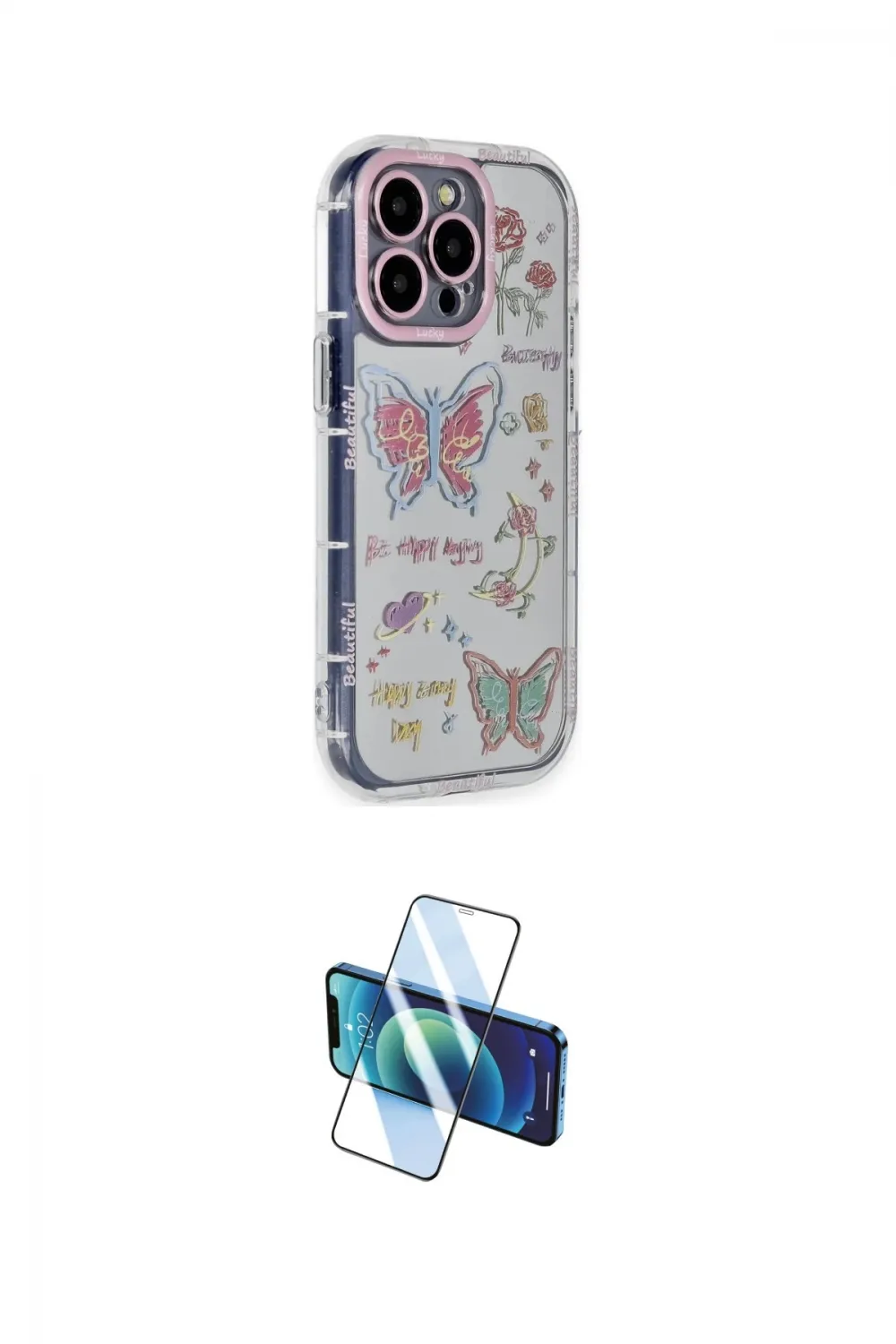 ieg™ iPhone 15 Pro Max Kılıf Ahenk Modern Serisi - Siyah 3D Antistatik Seramik Nano Ekran Koruyucu