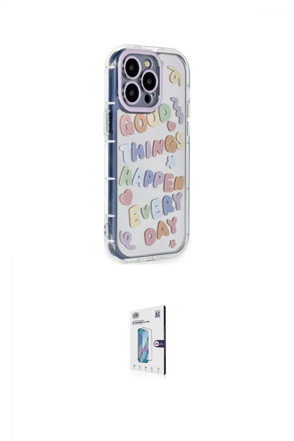 ieg™ iPhone 15 Pro Max Kılıf Ahenk Modern Serisi - Siyah Bilvis 0.18mm Plus Cam Ekran Koruyucu