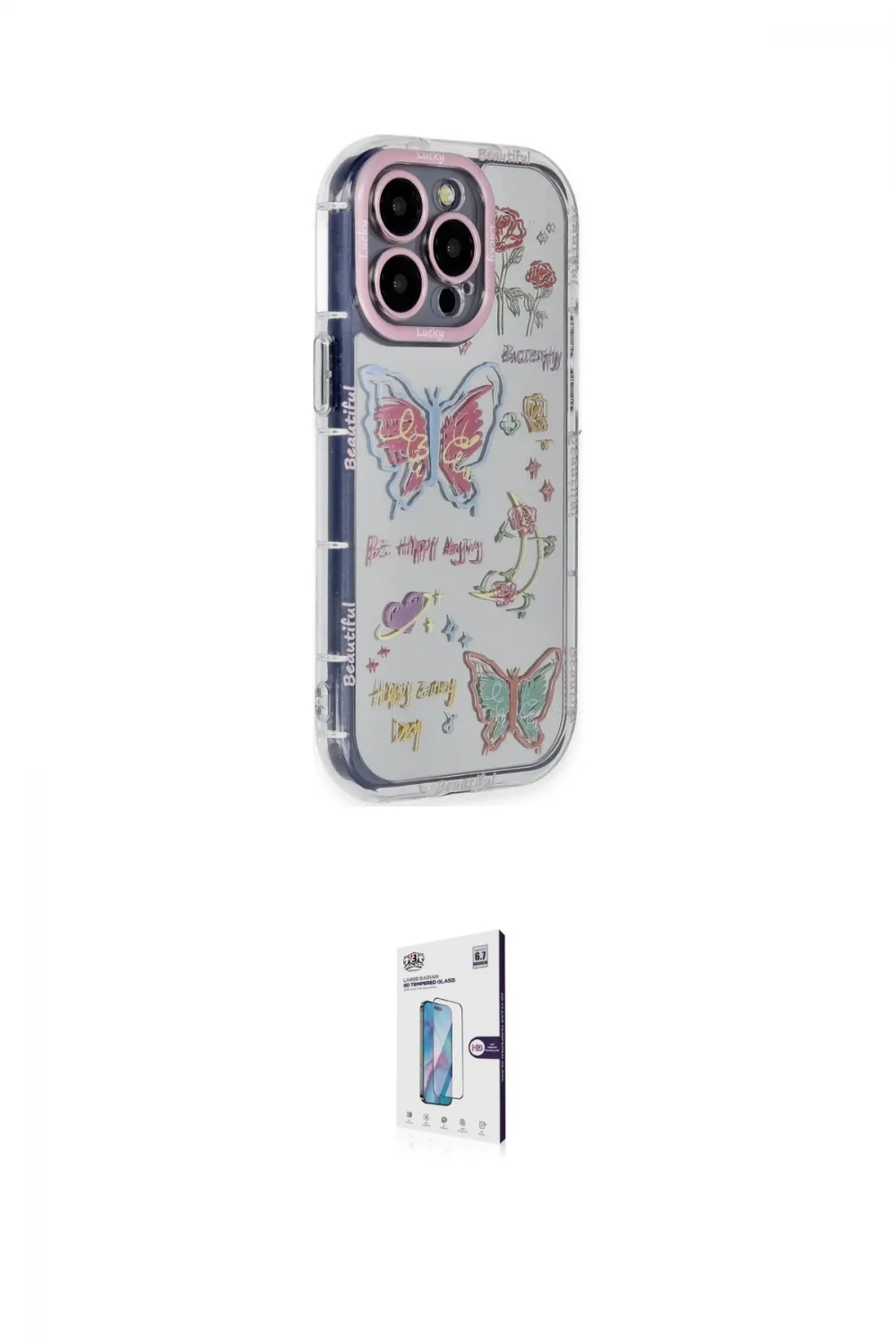 ieg™ iPhone 15 Pro Max Kılıf Ahenk Modern Serisi - Siyah Bilvis 0.18mm Plus Cam Ekran Koruyucu