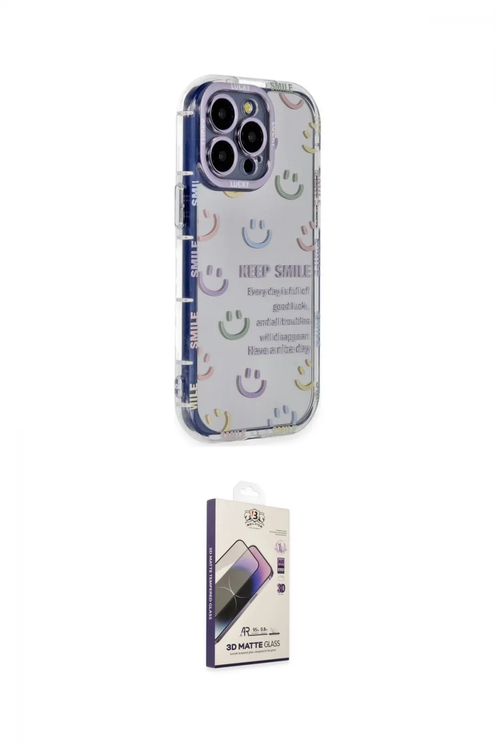 ieg™ iPhone 15 Pro Max Kılıf Ahenk Modern Serisi - Siyah Bilvis 3D Mat Cam Ekran Koruyucu