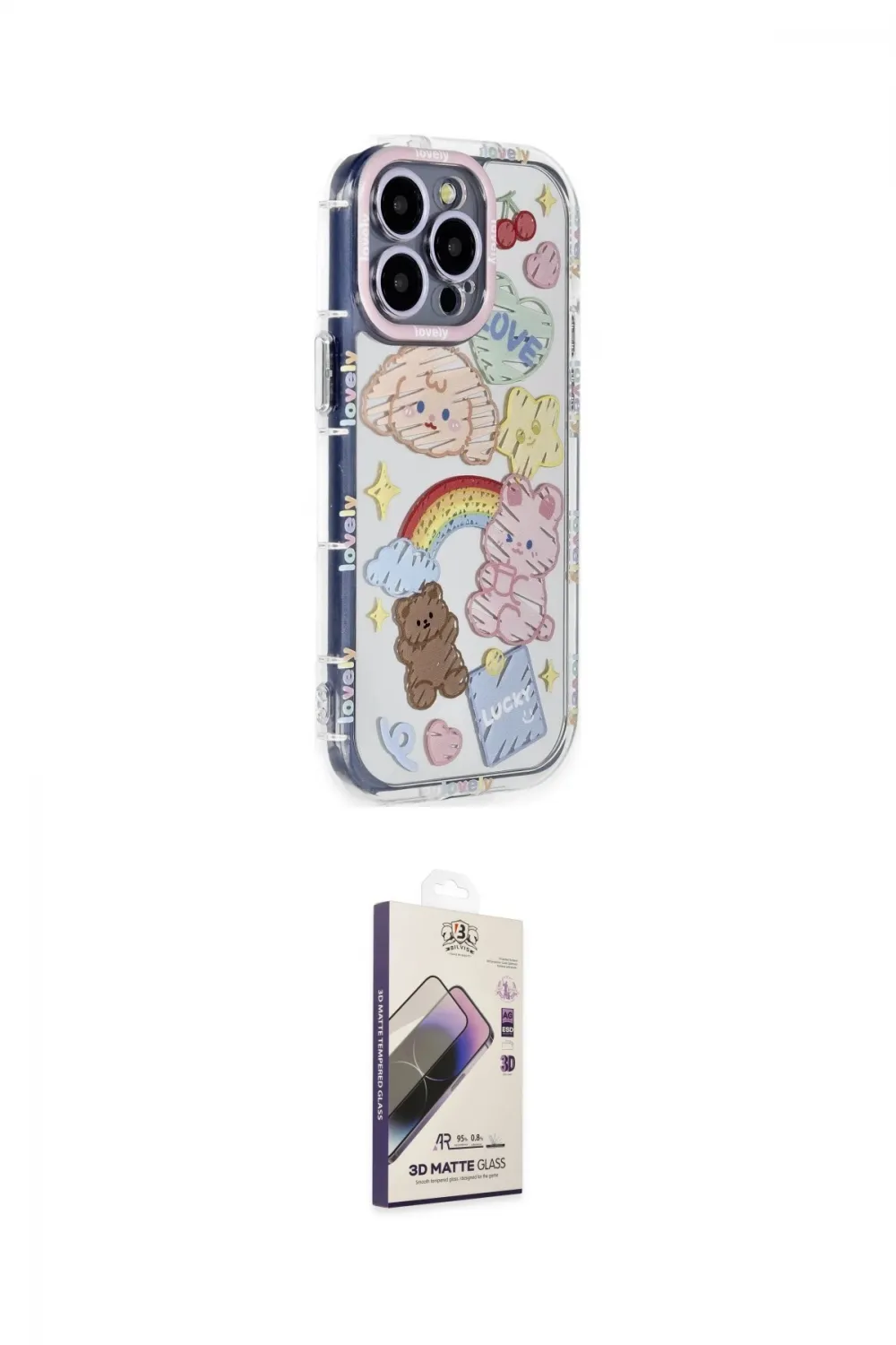 ieg™ iPhone 15 Pro Max Kılıf Ahenk Modern Serisi - Siyah Bilvis 3D Mat Cam Ekran Koruyucu