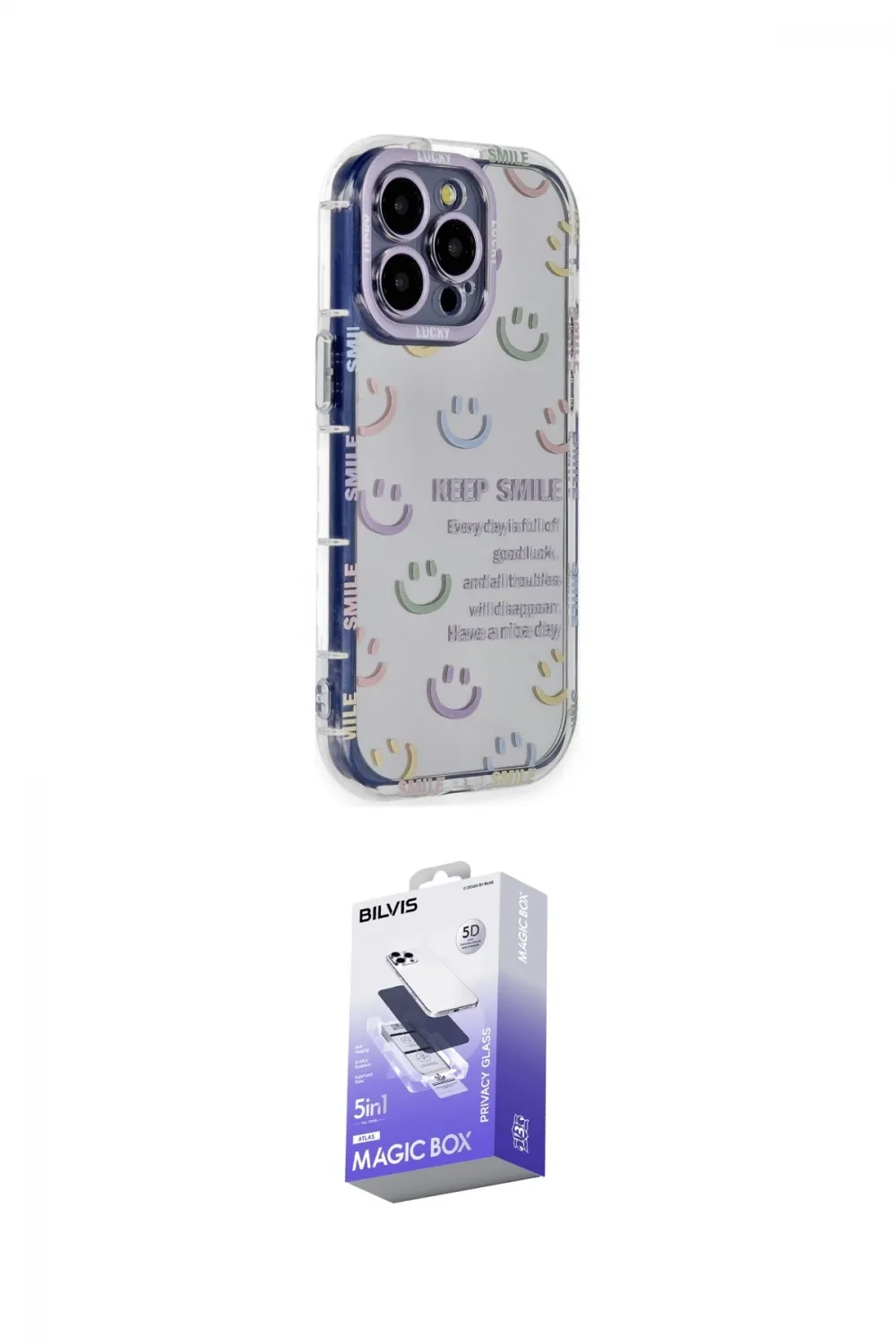 ieg™ iPhone 15 Pro Max Kılıf Ahenk Modern Serisi - Siyah Bilvis 5in1 5D Magic Hayalet Cam Ekran Koruyucu