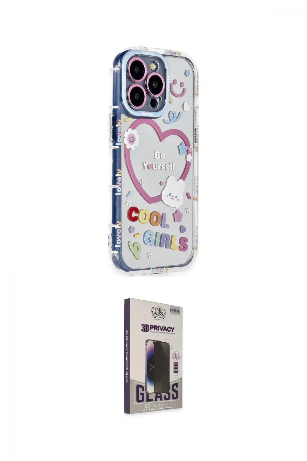 ieg™ iPhone 15 Pro Max Kılıf Ahenk Modern Serisi - Siyah Bilvis Hayalet Cam Ekran Koruyucu