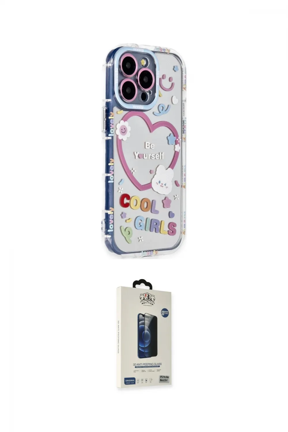 ieg™ iPhone 15 Pro Max Kılıf Ahenk Modern Serisi - Siyah Bilvis Hayalet Cam Ekran Koruyucu