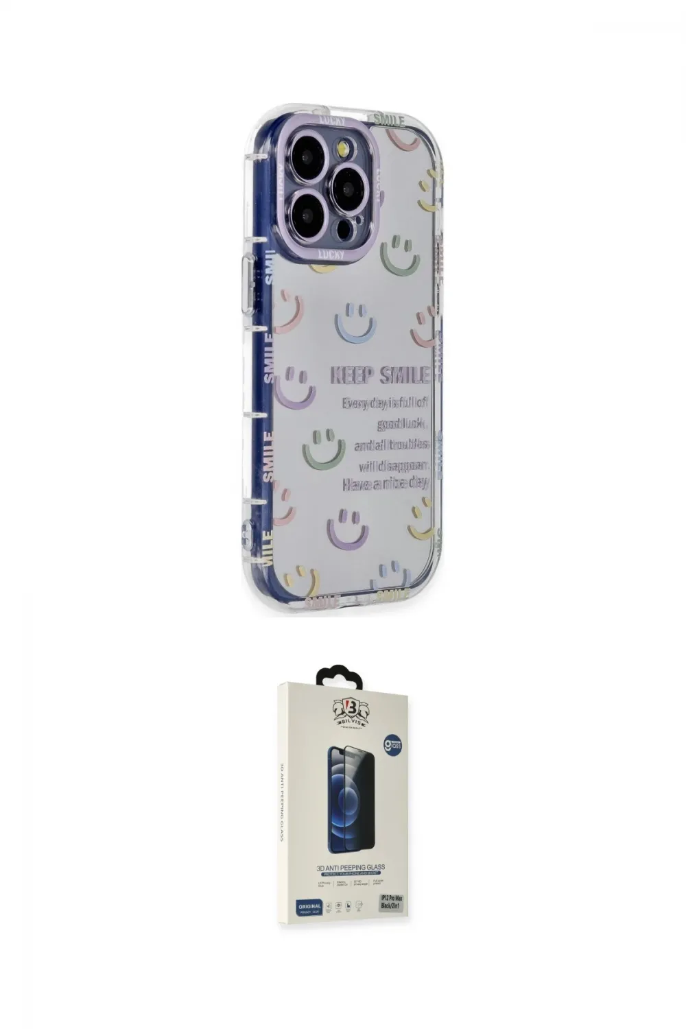 ieg™ iPhone 15 Pro Max Kılıf Ahenk Modern Serisi - Siyah Bilvis Hayalet Cam Ekran Koruyucu