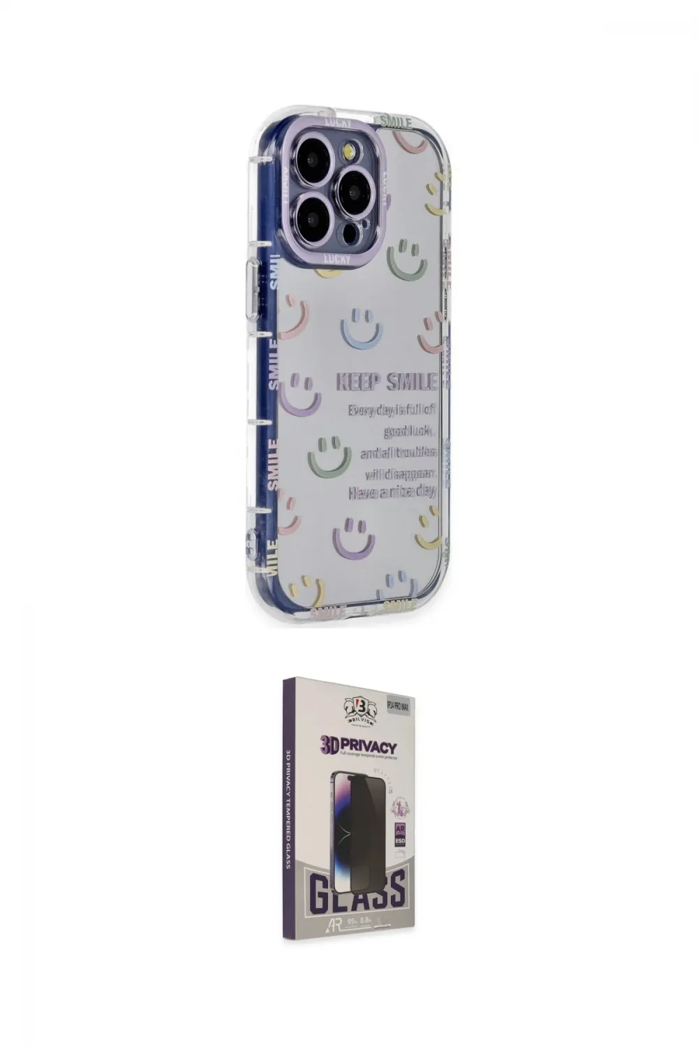 ieg™ iPhone 15 Pro Max Kılıf Ahenk Modern Serisi - Siyah Bilvis Hayalet Cam Ekran Koruyucu
