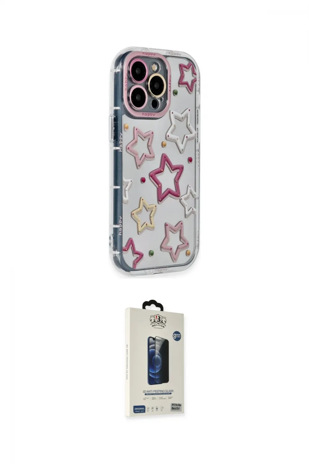 ieg™ iPhone 15 Pro Max Kılıf Ahenk Modern Serisi - Siyah Bilvis Hayalet Cam Ekran Koruyucu