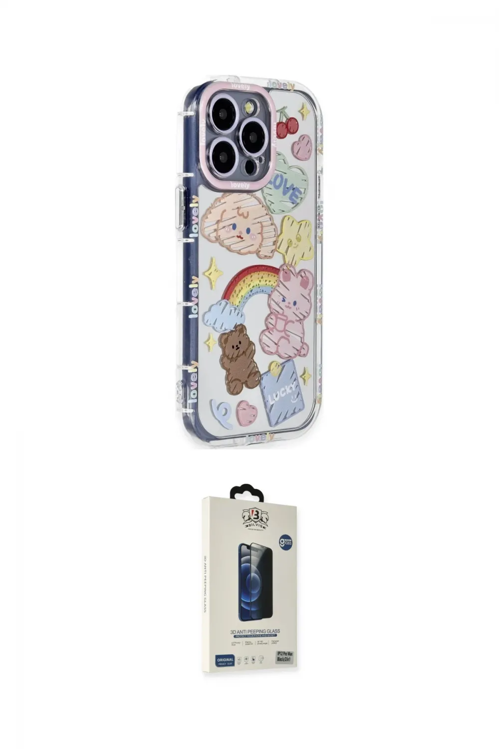 ieg™ iPhone 15 Pro Max Kılıf Ahenk Modern Serisi - Siyah Bilvis Hayalet Cam Ekran Koruyucu