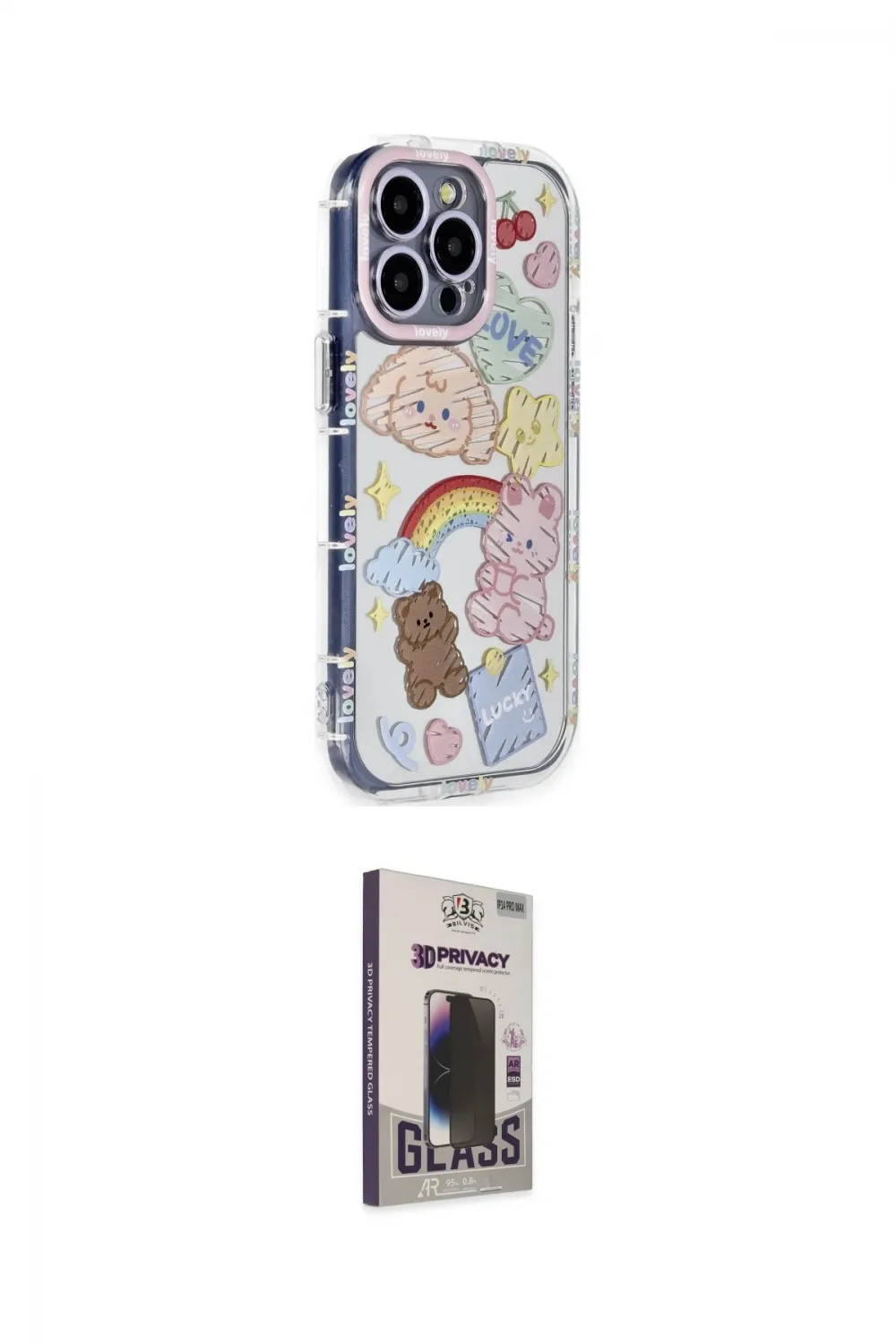 ieg™ iPhone 15 Pro Max Kılıf Ahenk Modern Serisi - Siyah Bilvis Hayalet Cam Ekran Koruyucu
