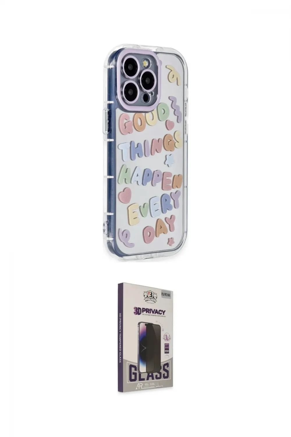 ieg™ iPhone 15 Pro Max Kılıf Ahenk Modern Serisi - Siyah Bilvis Hayalet Cam Ekran Koruyucu
