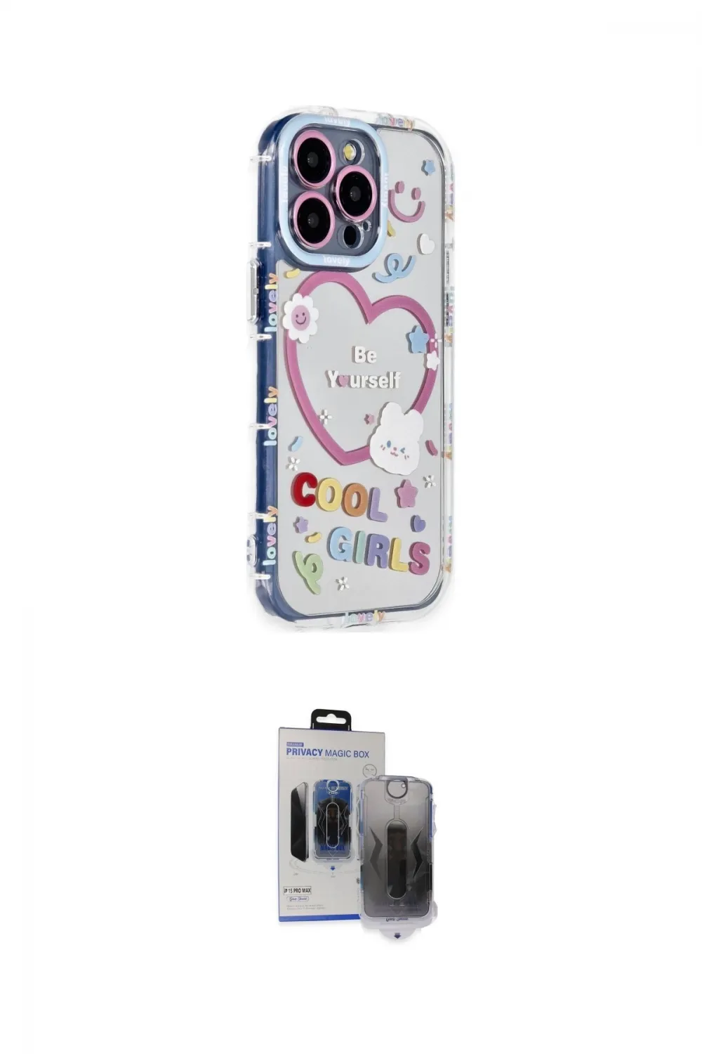 ieg™ iPhone 15 Pro Max Kılıf Ahenk Modern Serisi - Siyah Vanessa Magic Hayalet Cam