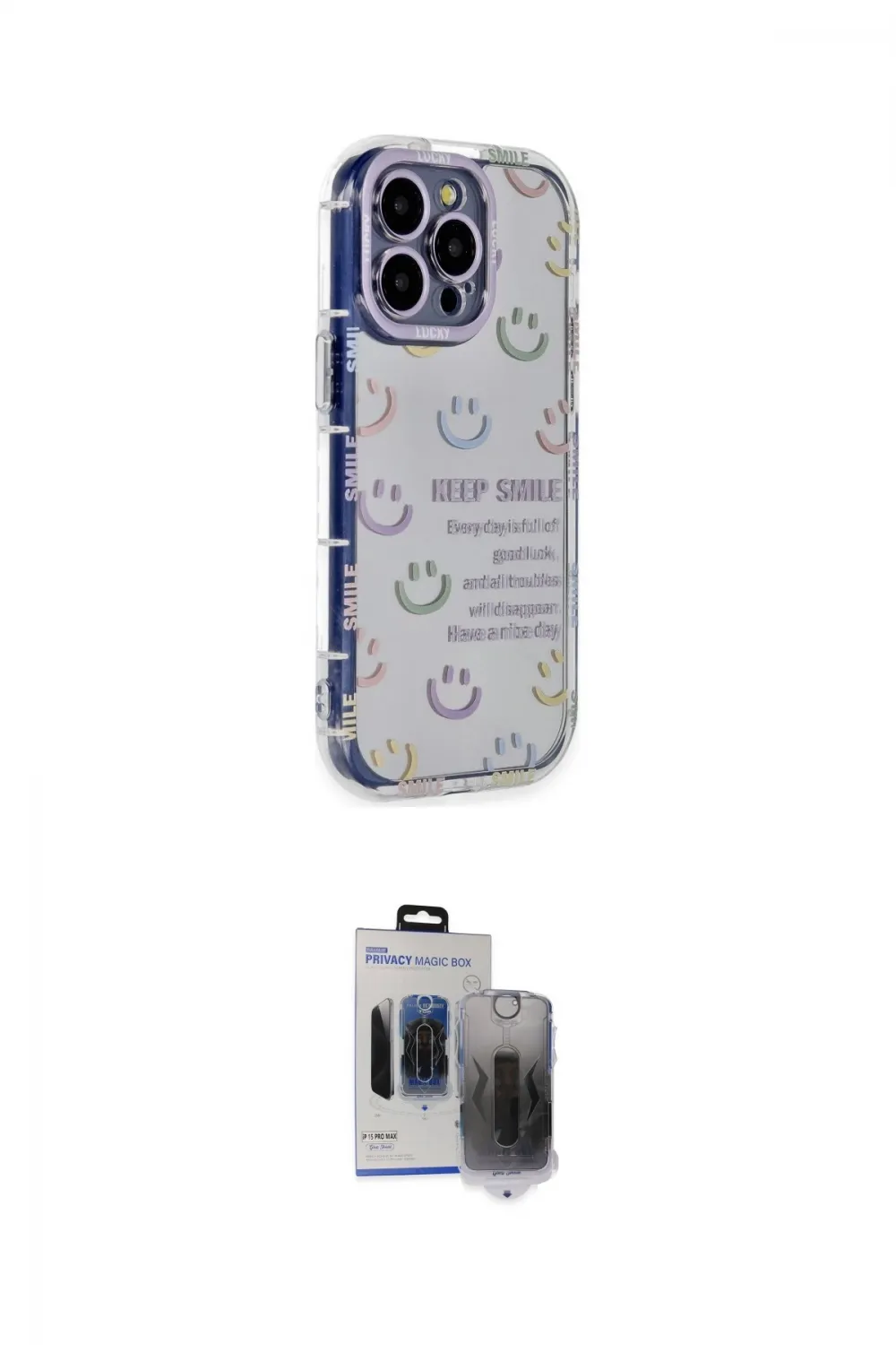 ieg™ iPhone 15 Pro Max Kılıf Ahenk Modern Serisi - Siyah Vanessa Magic Hayalet Cam