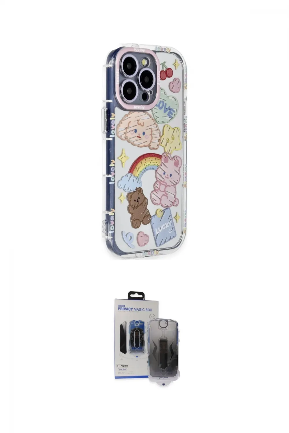 ieg™ iPhone 15 Pro Max Kılıf Ahenk Modern Serisi - Siyah Vanessa Magic Hayalet Cam