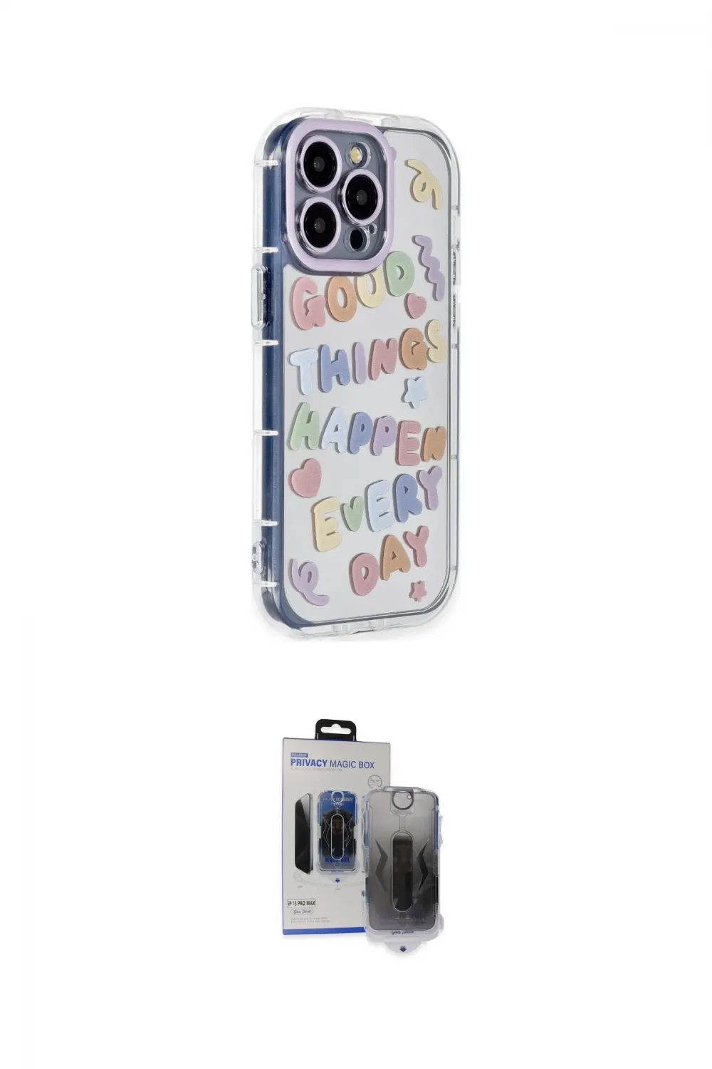 ieg™ iPhone 15 Pro Max Kılıf Ahenk Modern Serisi - Siyah Vanessa Magic Hayalet Cam