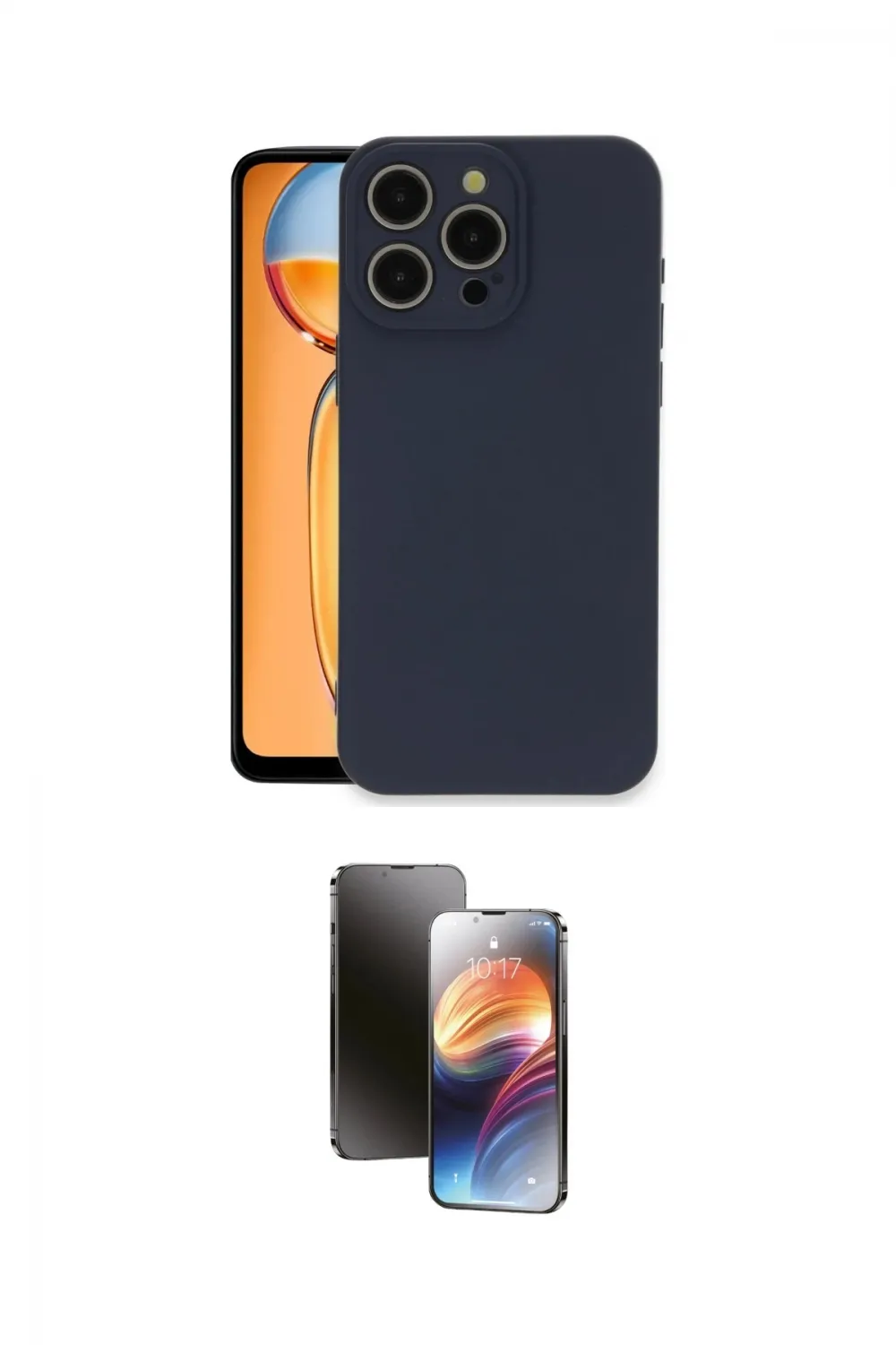 ieg™ iPhone 15 Pro Max Kılıf Ahenk Serisi - Siyah 3D Antistatik Mat Seramik Nano Ekran Koruyucu
