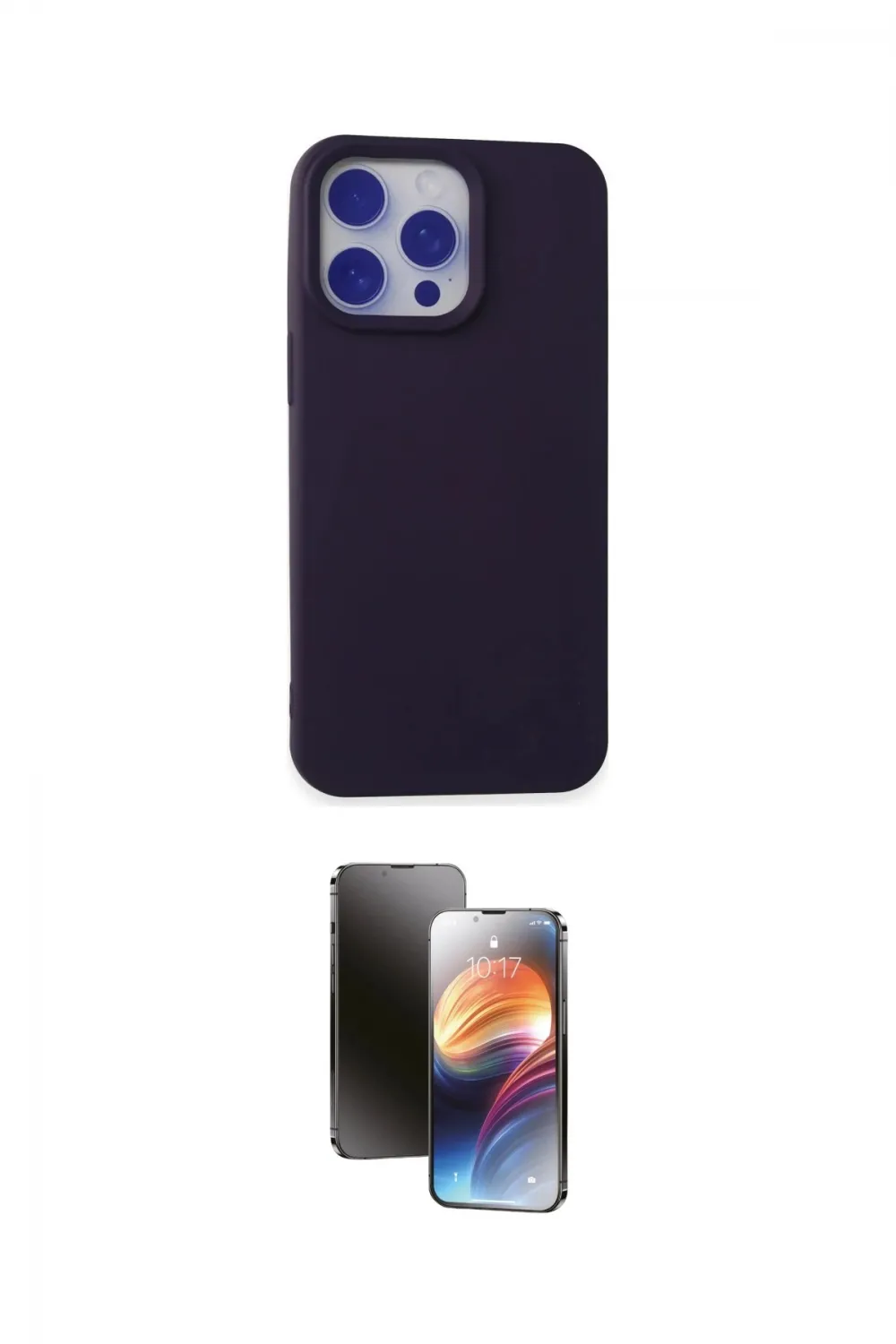 ieg™ iPhone 15 Pro Max Kılıf Ahenk Serisi - Siyah 3D Antistatik Mat Seramik Nano Ekran Koruyucu