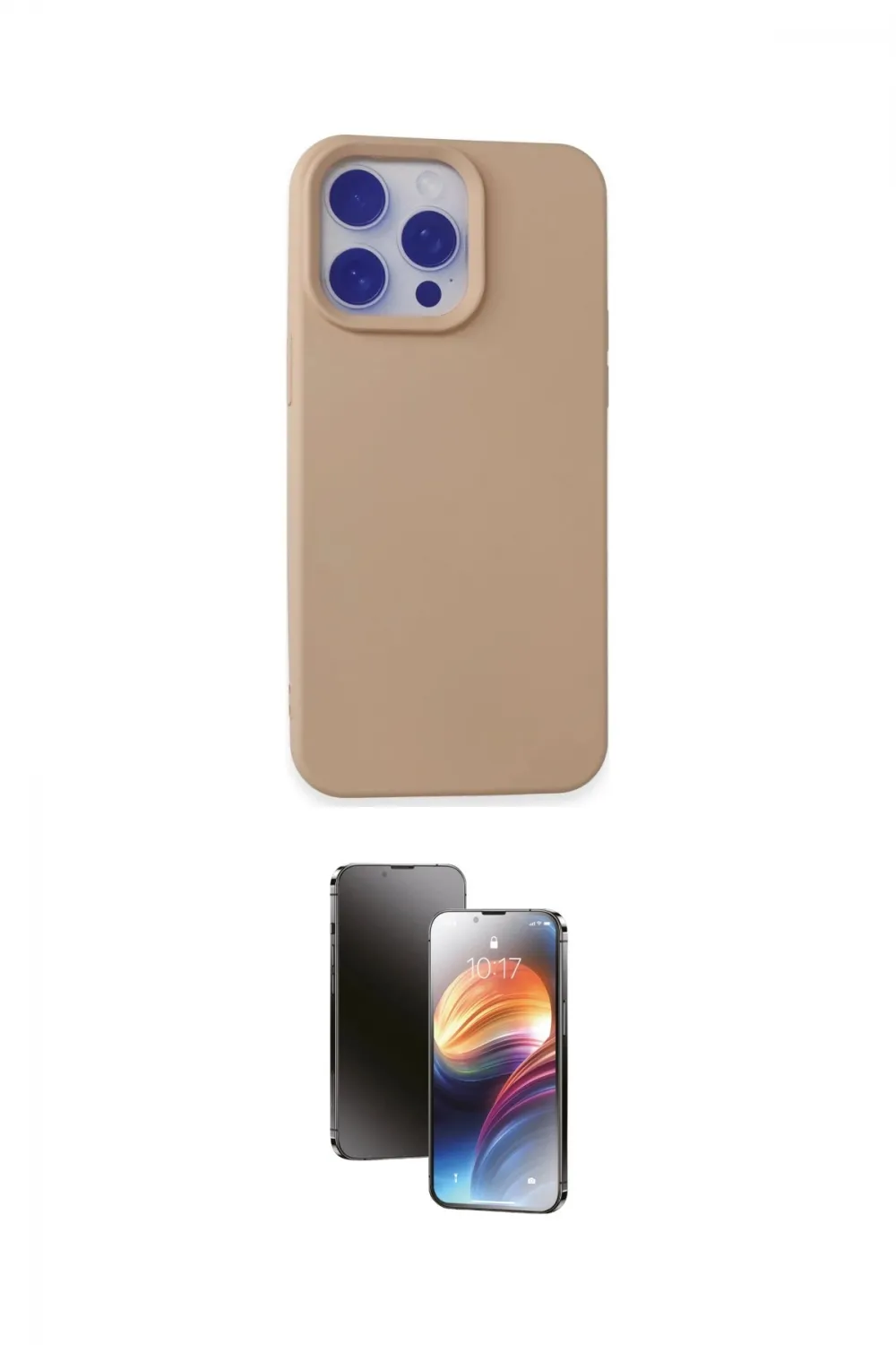 ieg™ iPhone 15 Pro Max Kılıf Ahenk Serisi - Siyah 3D Antistatik Mat Seramik Nano Ekran Koruyucu