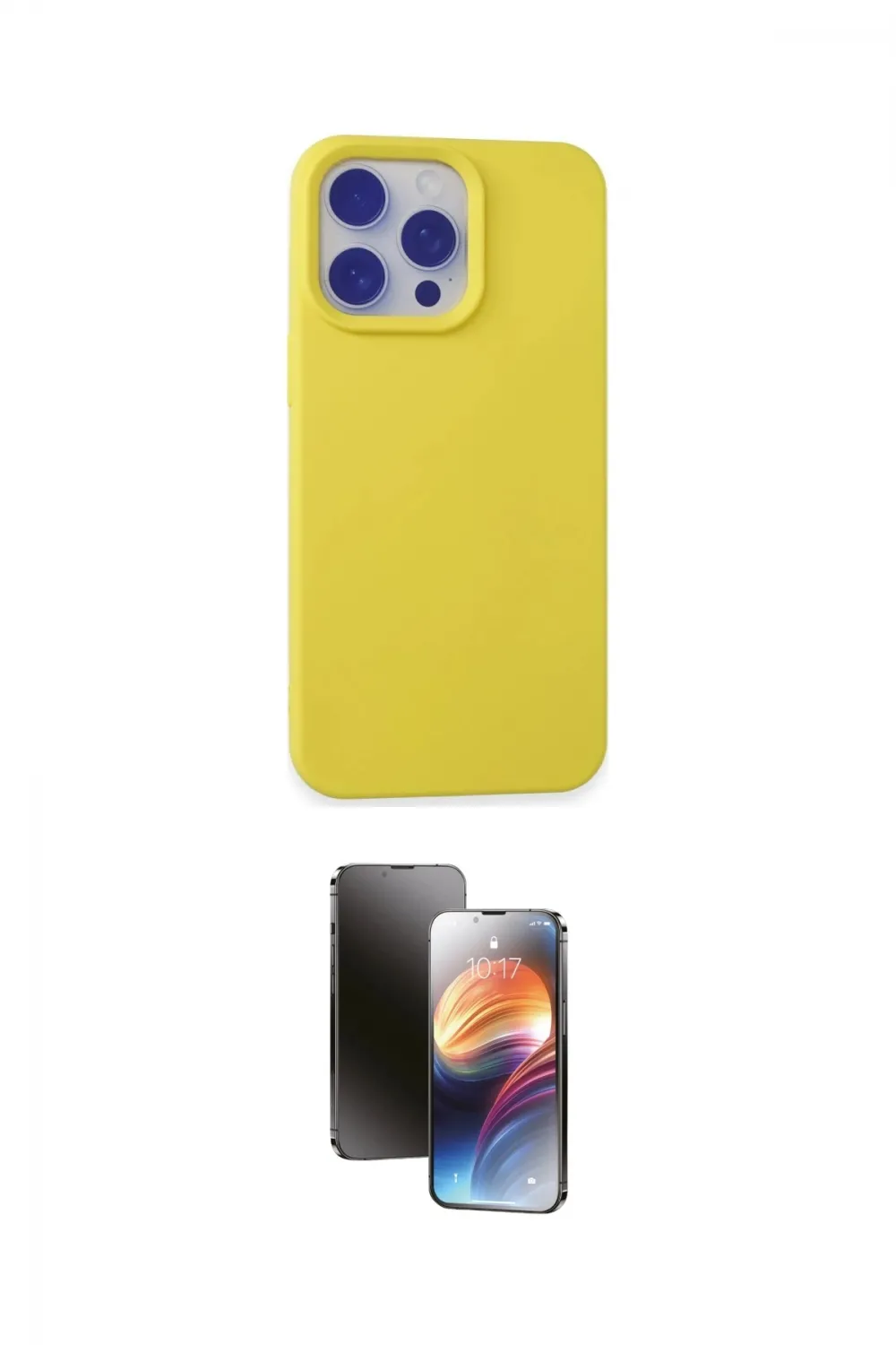 ieg™ iPhone 15 Pro Max Kılıf Ahenk Serisi - Siyah 3D Antistatik Mat Seramik Nano Ekran Koruyucu