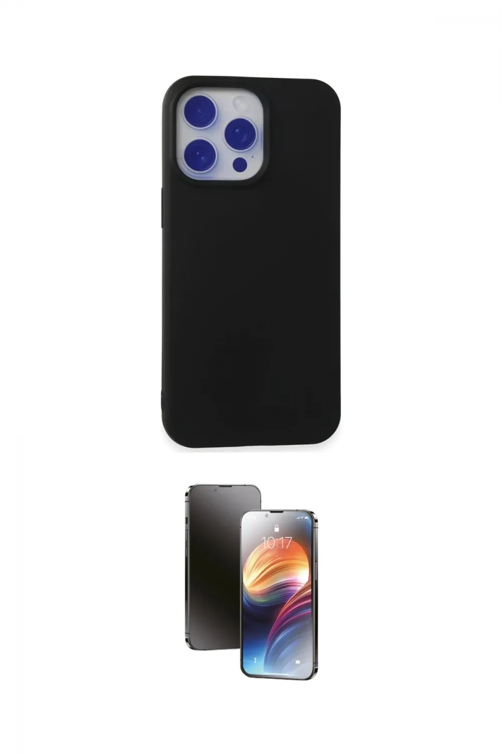 ieg™ iPhone 15 Pro Max Kılıf Ahenk Serisi - Siyah 3D Antistatik Mat Seramik Nano Ekran Koruyucu
