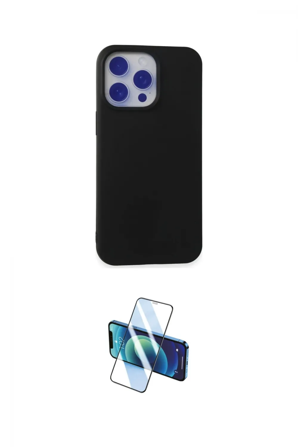 ieg™ iPhone 15 Pro Max Kılıf Ahenk Serisi - Siyah 3D Antistatik Seramik Nano Ekran Koruyucu