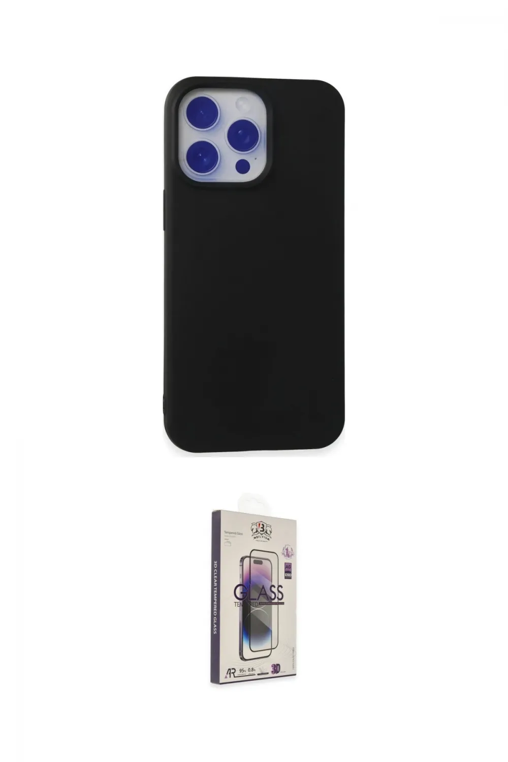 ieg™ iPhone 15 Pro Max Kılıf Ahenk Serisi - Siyah Bilvis 3D Cam Ekran Koruyucu