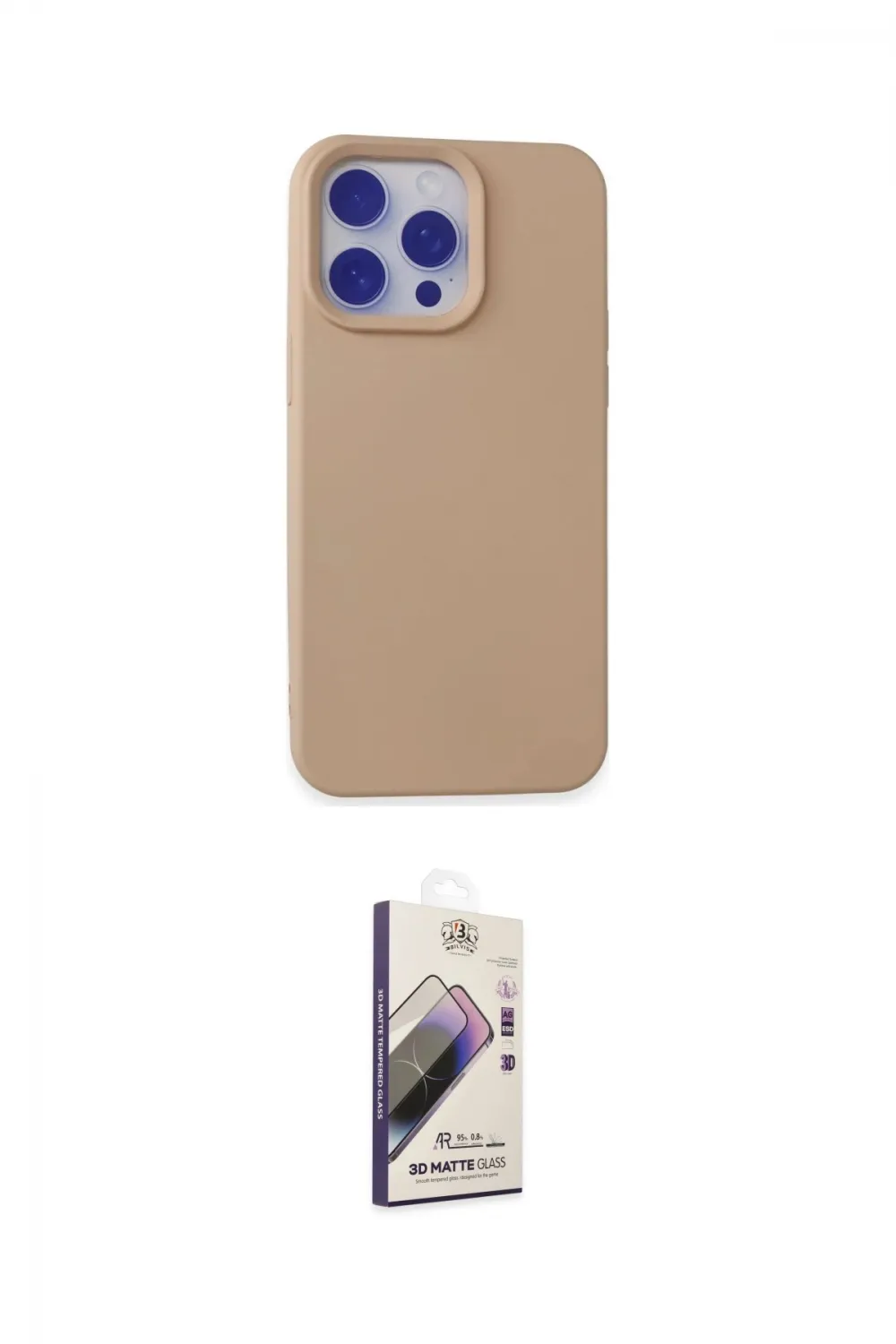 ieg™ iPhone 15 Pro Max Kılıf Ahenk Serisi - Siyah Bilvis 3D Mat Cam Ekran Koruyucu