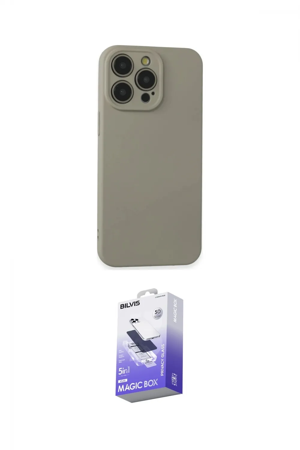ieg™ iPhone 15 Pro Max Kılıf Ahenk Serisi - Siyah Bilvis 5in1 5D Magic Hayalet Cam Ekran Koruyucu