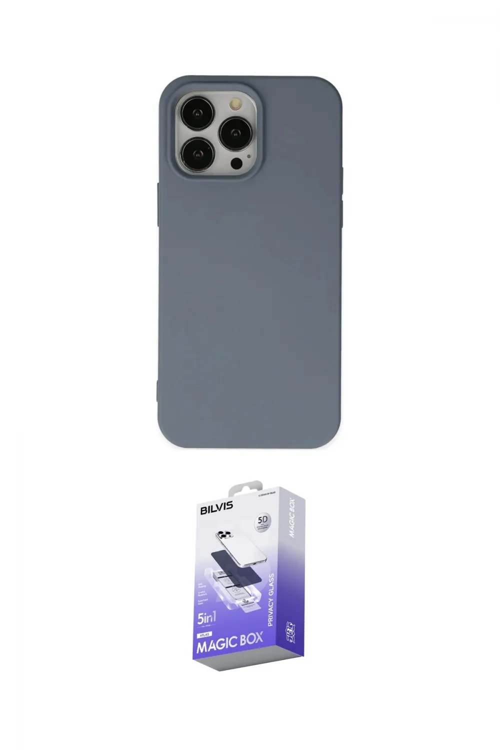 ieg™ iPhone 15 Pro Max Kılıf Ahenk Serisi - Siyah Bilvis 5in1 5D Magic Hayalet Cam Ekran Koruyucu
