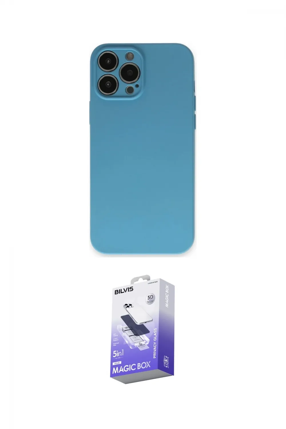 ieg™ iPhone 15 Pro Max Kılıf Ahenk Serisi - Siyah Bilvis 5in1 5D Magic Hayalet Cam Ekran Koruyucu