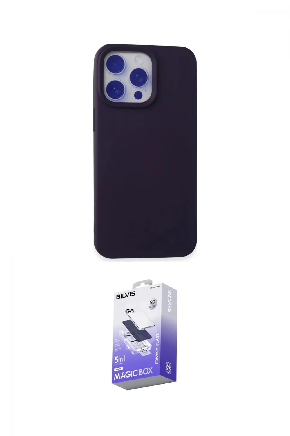 ieg™ iPhone 15 Pro Max Kılıf Ahenk Serisi - Siyah Bilvis 5in1 5D Magic Hayalet Cam Ekran Koruyucu