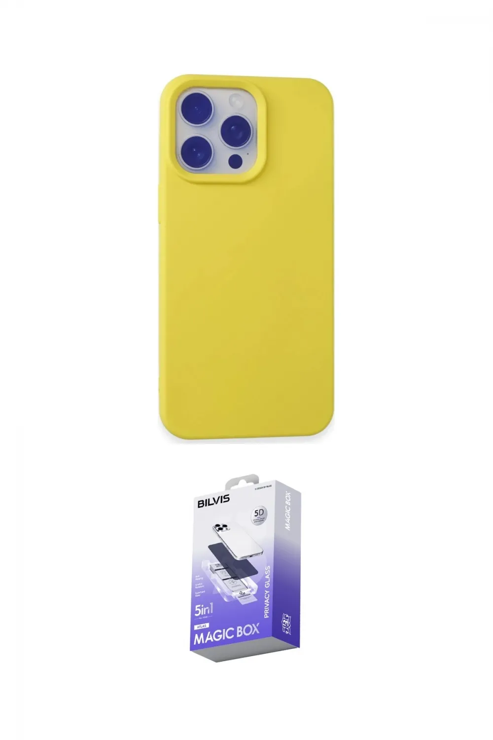 ieg™ iPhone 15 Pro Max Kılıf Ahenk Serisi - Siyah Bilvis 5in1 5D Magic Hayalet Cam Ekran Koruyucu