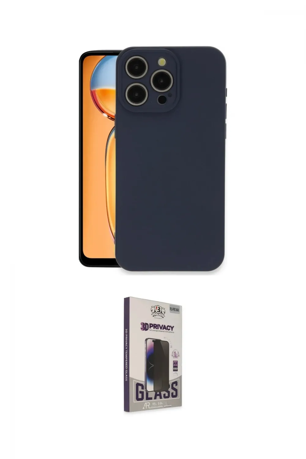 ieg™ iPhone 15 Pro Max Kılıf Ahenk Serisi - Siyah Bilvis Hayalet Cam Ekran Koruyucu