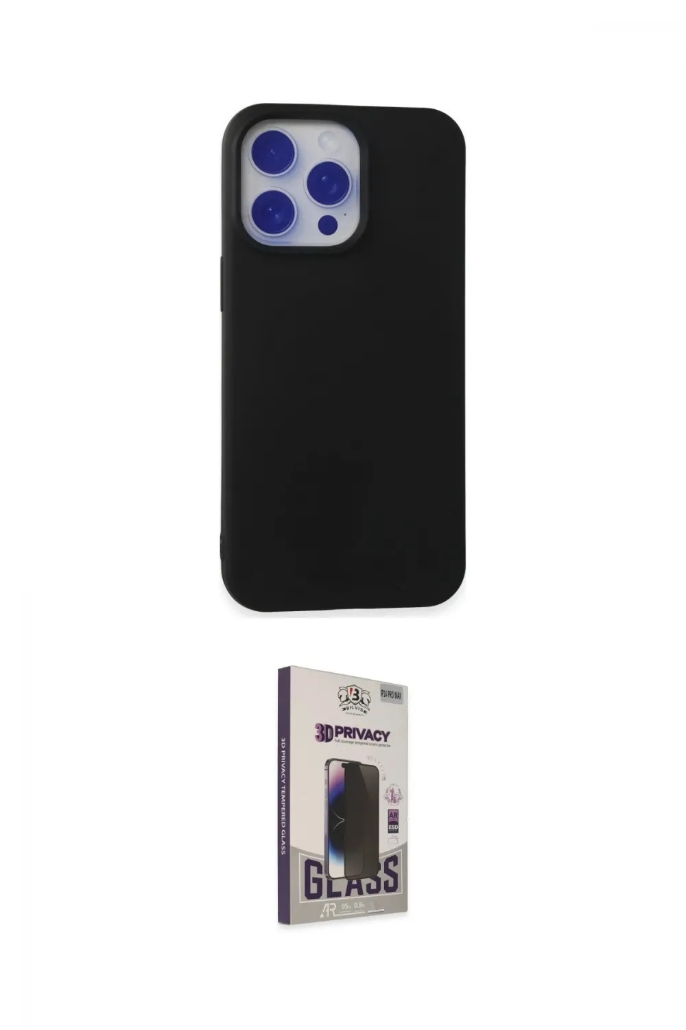 ieg™ iPhone 15 Pro Max Kılıf Ahenk Serisi - Siyah Bilvis Hayalet Cam Ekran Koruyucu