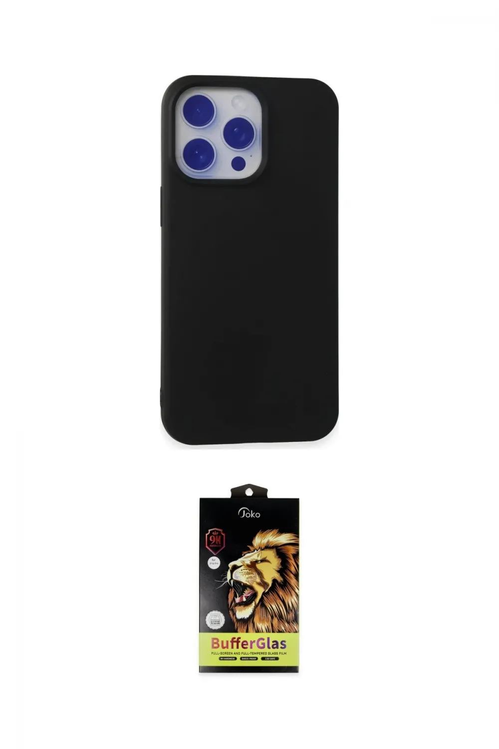 ieg™ iPhone 15 Pro Max Kılıf Ahenk Serisi - Siyah Buffer Cam Ekran Koruyucu