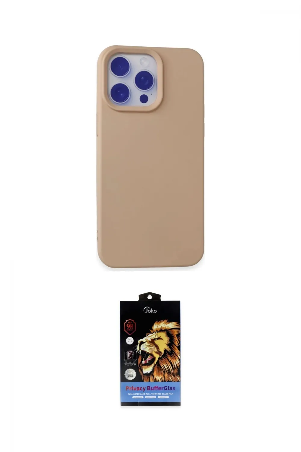 ieg™ iPhone 15 Pro Max Kılıf Ahenk Serisi - Siyah Buffer Hayalet Cam Ekran Koruyucu